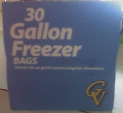 End panel of a box of freezer bags.